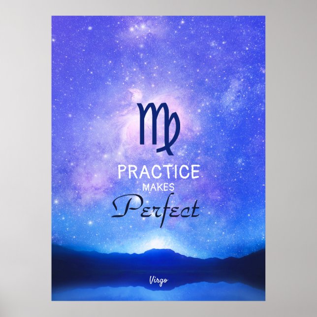Zodiac Sign Virgo Dreamy Star Sky Quote Poster (Front)