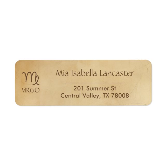 Zodiac Sign Virgo -  Return Address Labels (Front)