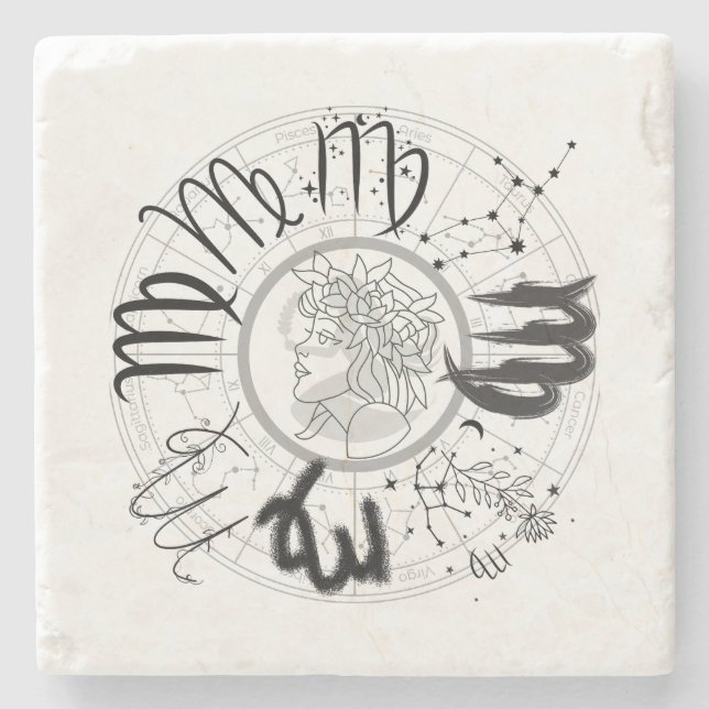 Zodiac Sign - Virgo.w Stone Coaster (Front)