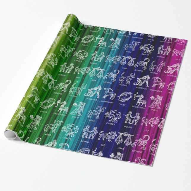 Zodiac Sign Wrapping Paper(Rainbow) Paper (Unrolled)