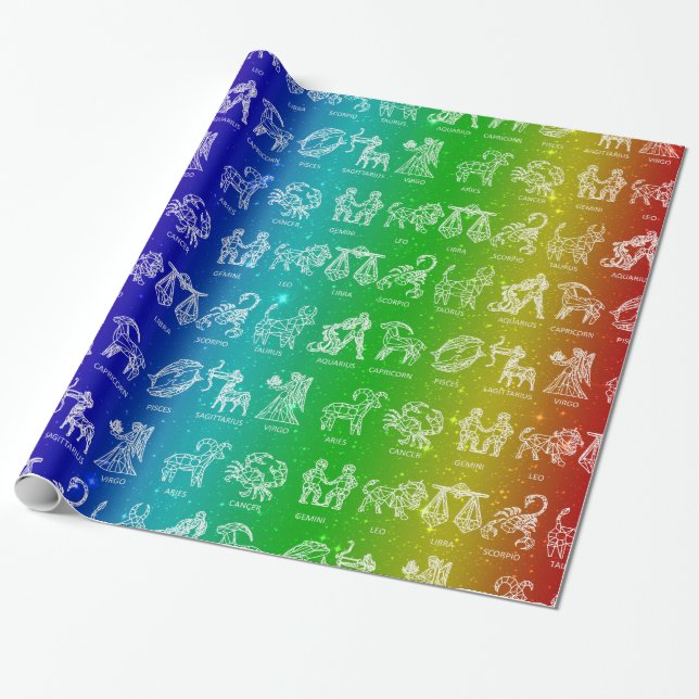 Zodiac Sign Wrapping Paper(Rainbow Smooth Fade) Paper (Unrolled)