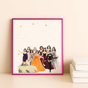 Zodiac signs, fashion sketch, artwork, lanscape, poster