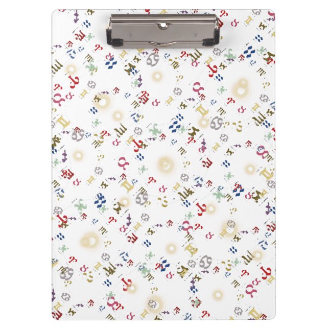 Zodiac Signs Numeric Multicolored Clipboard (Front)