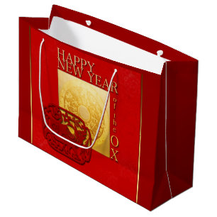 Zodiac Signs Ox Papercut Chinese Year 2021 LGB Large Gift Bag