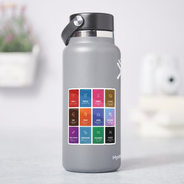 Zodiac Signs & Personality Traits Sticker Sheet (HydroFlask)