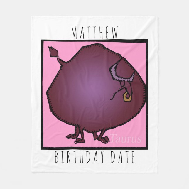 Zodiac Signs Taurus personalised Birthday Blanket (Front)