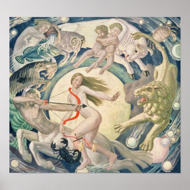 Zodiac Signs Vintage Celestial Map (Front)