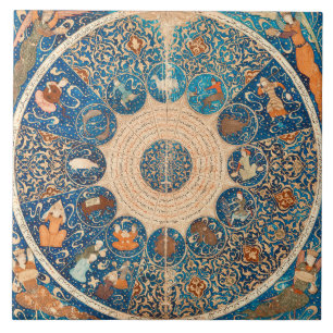 Zodiac Signs Vintage Celestial Map Tile
