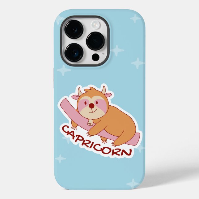 ZODIAC SIGNS WITH SLOTHS AND COFFEE CAPRICORN Case-Mate iPhone CASE (Back)