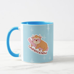 ZODIAC SIGNS WITH SLOTHS AND COFFEE CAPRICORN MUG