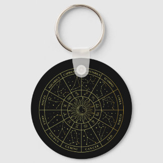 Zodiac star sign horoscope constellations map gold key ring