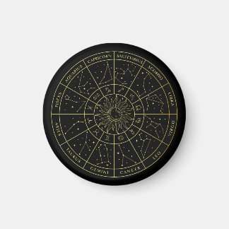 Zodiac star sign horoscope constellations map gold magnet