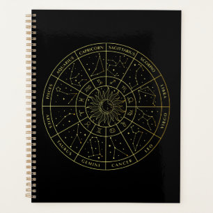 Zodiac star sign horoscope constellations map gold planner