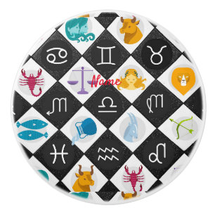 Zodiac Sun Sign Astrology Calendar Thunder_Cove Ceramic Knob