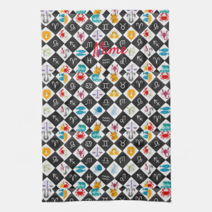 Zodiac Sun Sign Astrology Calendar Thunder_Cove  Tea Towel