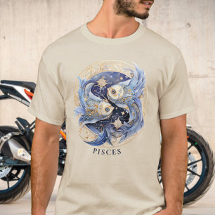 Zodiac Symbol Fish Celestial Fantasy Pisces Mens T-Shirt