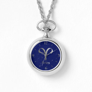 Zodiac Symbol for Aries on Deep Midnight Blue  Watch