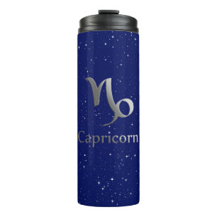 Zodiac Symbol for Capricorn on Deep Midnight Blue  Thermal Tumbler