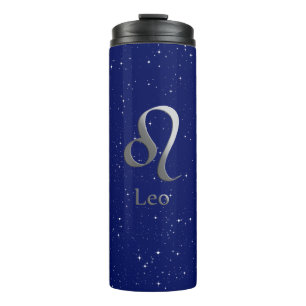 Zodiac Symbol for Leo on Deep Midnight Blue  Thermal Tumbler