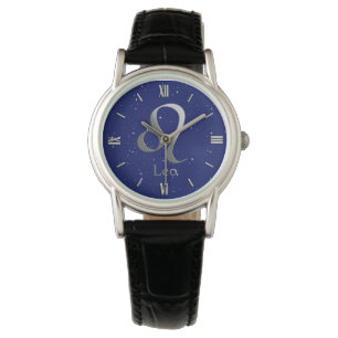 Zodiac Symbol for Leo on Deep Midnight Blue Watch