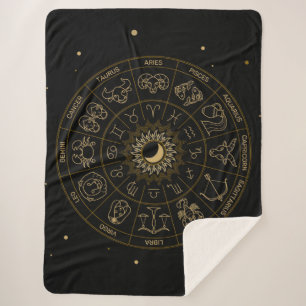 Zodiac Symbol Wheel Sherpa Blanket