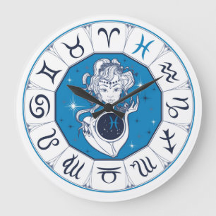 Zodiac Symbols Large Clock