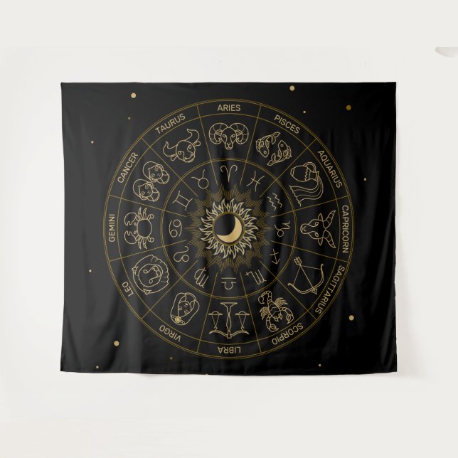 Zodiac Symbols Wheel Tapestry (Front (Horizontal))