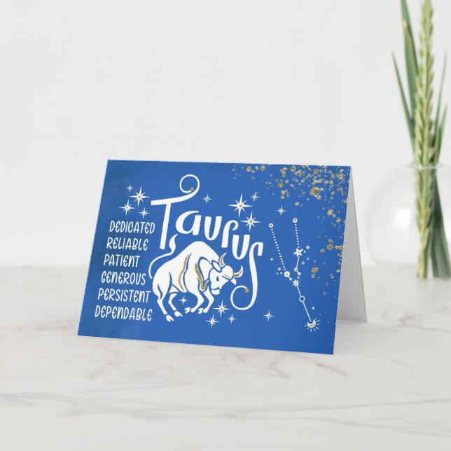 Zodiac Taurus Birthday With Sign Constellation Card (Front)