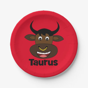 Zodiac Taurus Bull Birthday Party Paper Plate