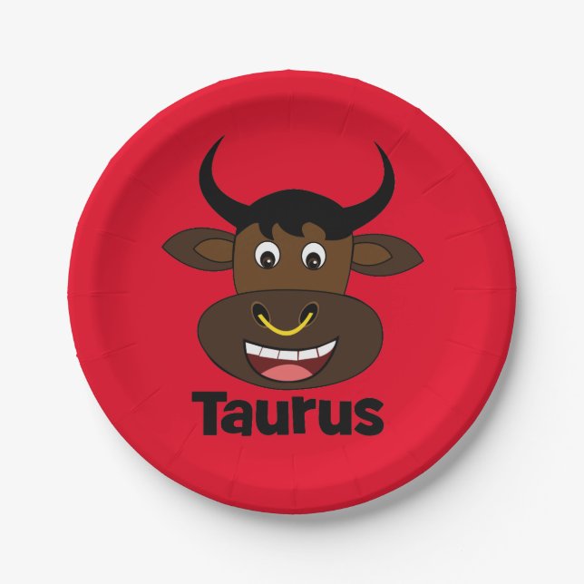 Zodiac Taurus Bull Birthday Party Paper Plate (Front)