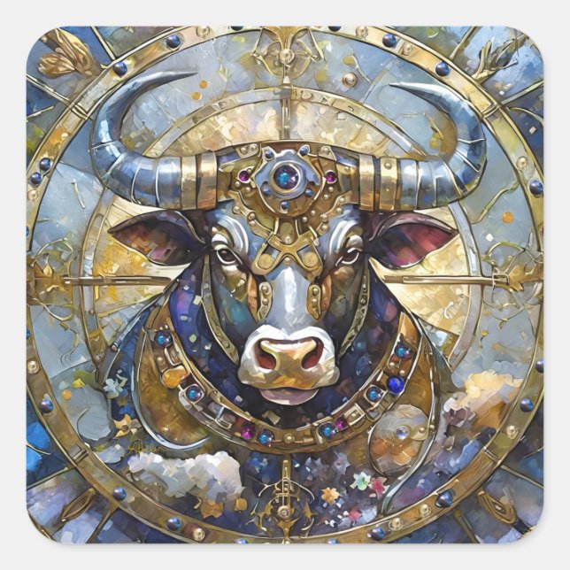 Zodiac - Taurus The Bull Square Sticker (Front)