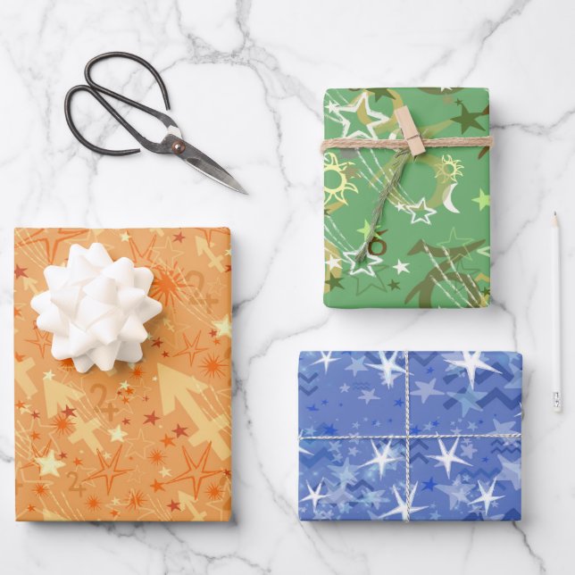  Zodiac trio Sagittarius, Capricorn, Aquarius Wrapping Paper Sheet (Front)