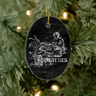 Zodiac Vintage Aquarius Ceramic Tree Decoration