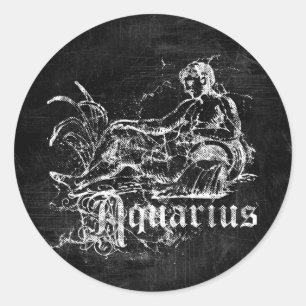 Zodiac Vintage Aquarius Classic Round Sticker