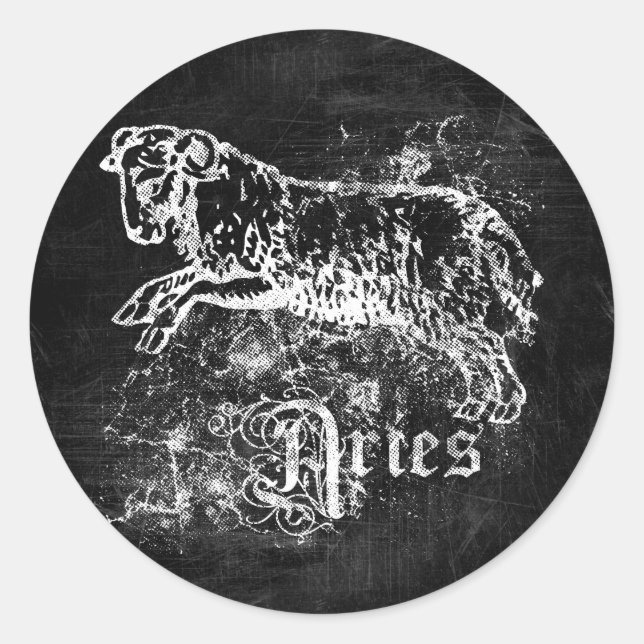 Zodiac Vintage Aries Classic Round Sticker (Front)