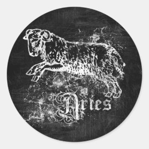 Zodiac Vintage Aries Classic Round Sticker