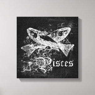 Zodiac Vintage Pisces Canvas Print