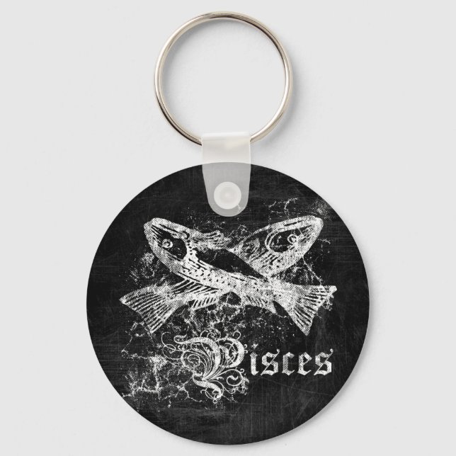 Zodiac Vintage Pisces Key Ring (Front)