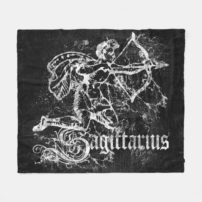 Zodiac Vintage Sagittarius Fleece Blanket (Front (Horizontal))