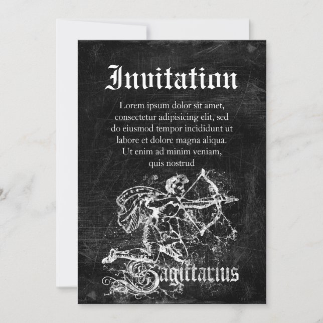 Zodiac Vintage Sagittarius Invitation (Front)