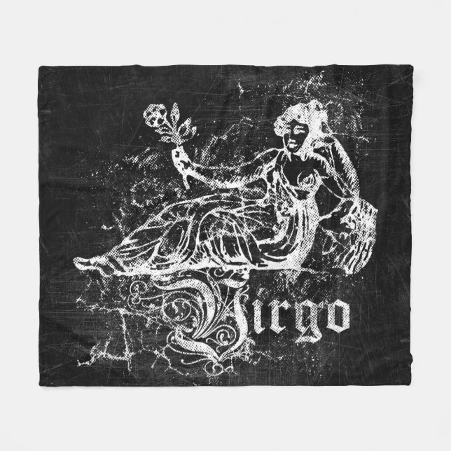 Zodiac Vintage Virgo Fleece Blanket (Front (Horizontal))