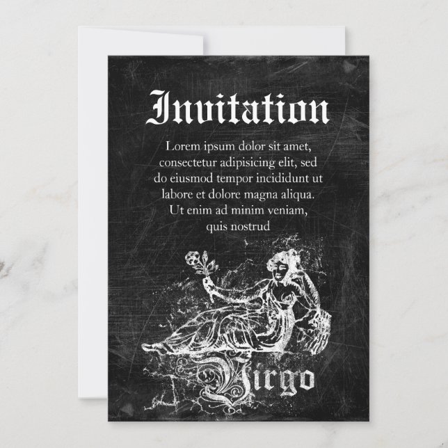 Zodiac Vintage Virgo Invitation (Front)