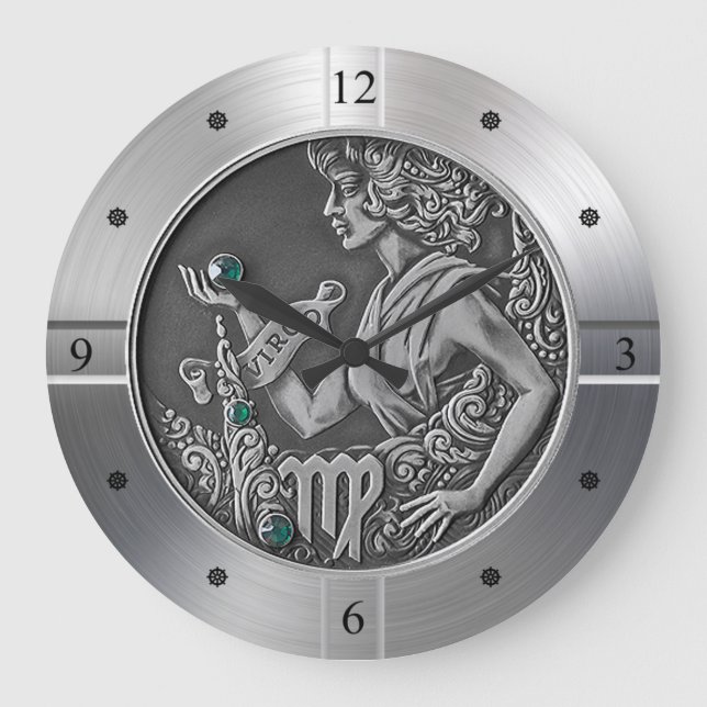 Zodiac ~ Virgo ~ Celestial ~ Western Astrology ~   Large Clock (Front)