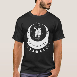 Zodiac Virgo Horoscope Astrology Sign Cat Crescent T-Shirt