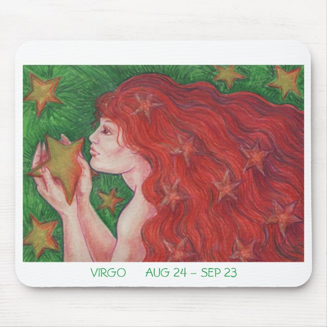 Zodiac Virgo mousepad white border (Front)