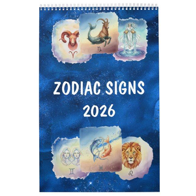 Zodiac Watercolor Art Astrological  Calendar (Cover)
