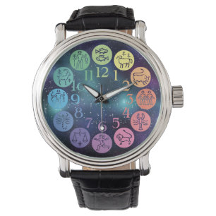 Zodiac Wheel Colourful Horoscope Signs Cosmic Watch