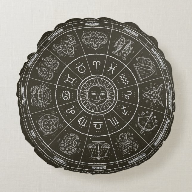 Zodiac Wheel Round Cushion (Front)