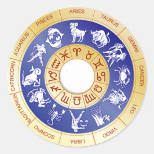 Zodiac Wheel, Western Classic Round Sticker