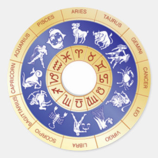Zodiac Wheel, Western Classic Round Sticker